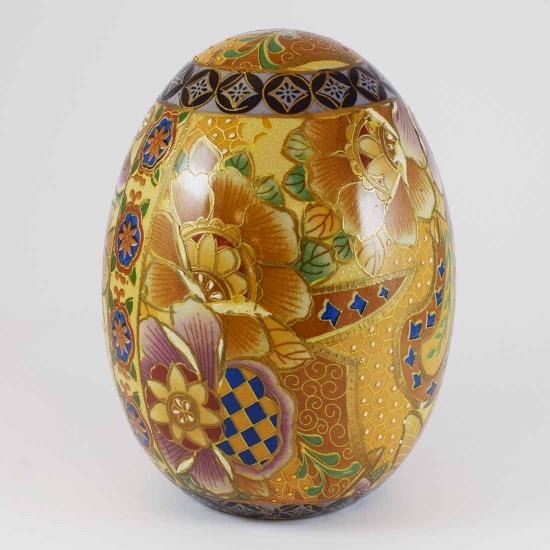 Vintage Satsuma Egg, Satsuma Pottery Egg Of 6 Inch Size With Hand